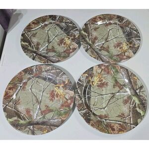 Realtree Camo Melamine Plates Set of 4 Cabin Rustic 11" Design Imports Hunting